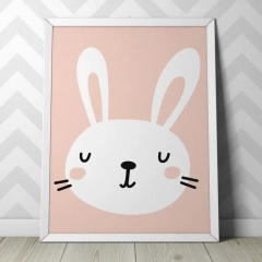 Króliczek - plakat dla dzieci , wymiary - 18cm x 24cm, kolor ramki - czarny