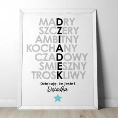 Dziadek - plakat w ramie , wymiary - 70cm x 100cm, ramka - czarna 