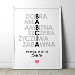 Babcia - plakat w ramie , wymiary - 30cm x 40cm, ramka - czarna 