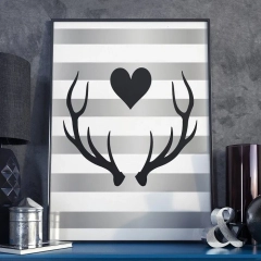Deer love - plakat w ramie , wymiary - 50cm x 70cm, ramka - czarna 