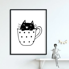 Lovely kitty - plakat dla dzieci , wymiary - 50cm x 70cm, kolor ramki - biały