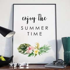 Plakat w ramie - enjoy the summer time , wymiary - 20cm x 30cm, ramka - czarna 