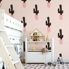 Tapeta dziecięca - pinky cacti , rodzaj - tapeta flizelinowa