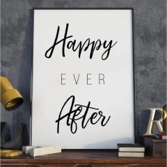 Plakat w ramie - happy ever after , wymiary - 70cm x 100cm, ramka - biała 