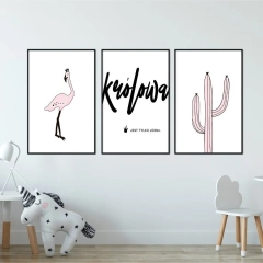 Zestaw plakatów dziecięcych - tropics princess , wymiary - 20cm x 30cm (3 sztuki), kolor ramki - czarny