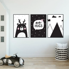 Zestaw plakatów dziecięcych - scandi effect , wymiary - 30cm x 40cm (3 sztuki), kolor ramki - czarny