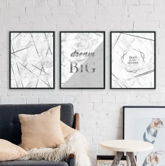 Zestaw trzech plakatów - silver modernity , wymiary - 60cm x 90cm (3 sztuki), kolor ramki - biały