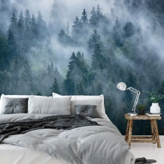 Tapeta na ścianę - foggy forest , rodzaj - próbka tapety 50x50cm