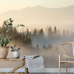 Tapeta na ścianę - forest sunrise , rodzaj - tapeta flizelinowa