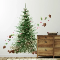 NAKLEJKA ŚWIĄTECZNA CHOINKA AKWARELOWA XL RMK4835GM