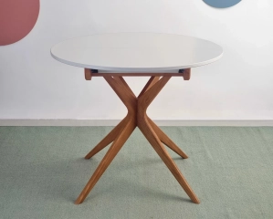 Rozsuwany Okrągły Stół JUBI 90cm Czarny Nogi Dąb