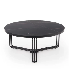 Stolik kawowy okrągły czarny marmur / czarny mat 80 cm Antica