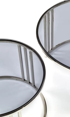 Zestaw 2 stolików kawowych okrągłych dymiony / srebrny mat / połysk 80 cm, 60 cm Mercury
