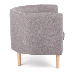 Fotel wypoczynkowy Clubby tkanina popielata, nóżki lite drewno naturalne