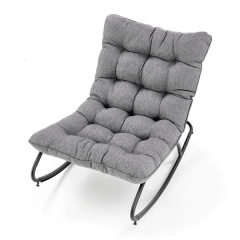 Fotel bujany tapicerowany szary / czarny Gatto