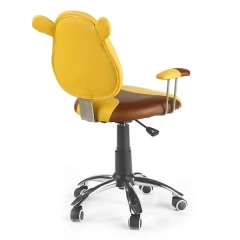 Fotel obrotowy młodzieżowy tapicerowany ekoskóra żołty / brązowy Kubuś