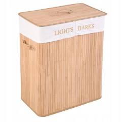 Kosz bambusowy na pranie podwójny