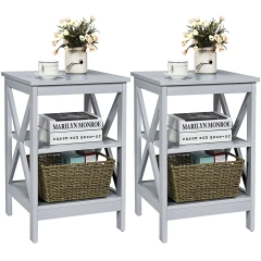 Zestaw 2x Stolik boczny szafka nocna z półkami