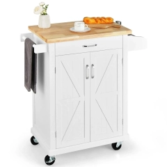 Wózek wyspa kuchenna z drewnianym blatem