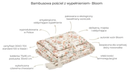 Bambusowa pościel z wypełnieniem 75x95 - bloom