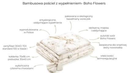 Bambusowa pościel z wypełnieniem 75x95 - boho flowers