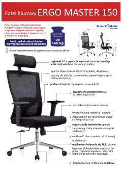 FOTEL ERGONOMICZNY ERGO MASTER 150, CZARNY
