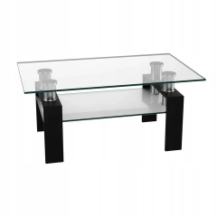 Szklany stolik kawowy z półką 99 x 60 x 44,5 cm
