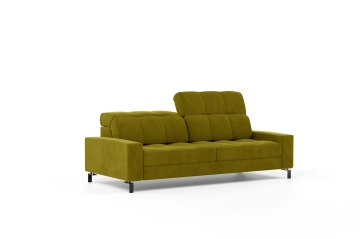 Sofa LORENA 3 os. : Kolor obicia - Tkanina zmywalna Bellagio 514 180-220 cm rozkładana na wymiar żółta nowoczesna glamour retro
