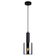 Lampa wisząca SARDO czarna, szkło dymione