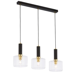 Lampa sufitowa wisząca VANES 3 czarna, klosz transparentny
