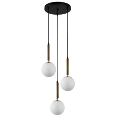 Lampa sufitowa, wisząca RAVENA 3A mosiądz, biała