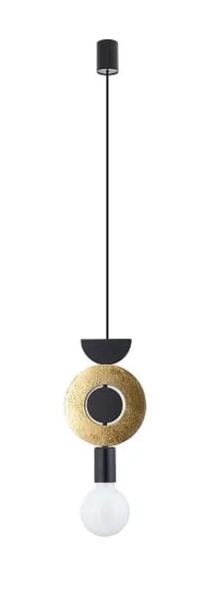 Lampa sufitowa wisząca DROPS WOOD F czarno złota