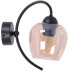 Kinkiet, lampa ścienna DIUNA czarny, klosz bursztynowy