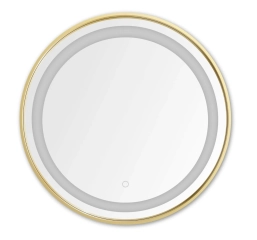 Lustro okrągłe złota ramka z podświetleniem LED 24W