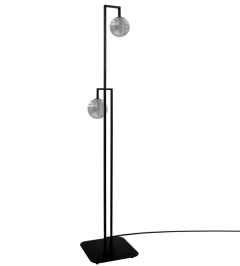 Lampa podłogowa TORES czarna, dymione klosze