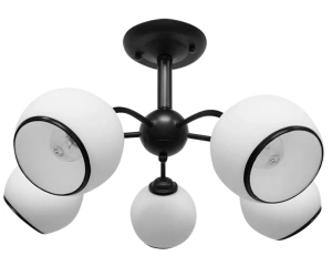 Lampa sufitowa czarna z białymi kloszami MARINEN 5