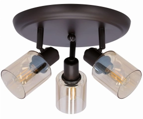 Lampa sufitowa plafon brązowy klosze bursztynowe AGRA 3