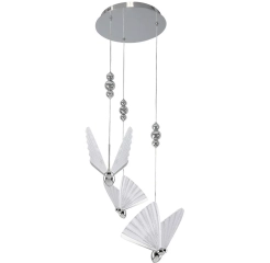 Lampa sufitowa, wisząca Mariposa 3 srebrna