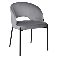 Krzesło tapicerowane kubełkowe SIENA velvet szare 910-03