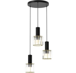 Lampa wisząca CRISTAL 3 czarna, szklane klosze