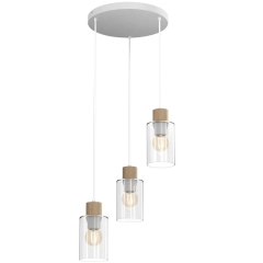 Lampa wisząca MADERA 3 biała szklana
