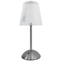 Lampka stołowa nocna TACOMA srebrna, biały abażur