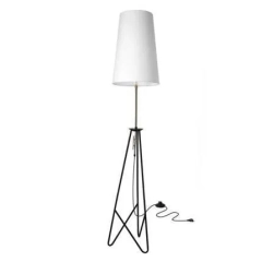 Lampa podłogowa TAFLO biały abażur, stelaż czarny, złoty