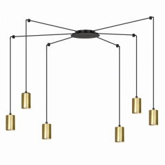 Lampa sufitowa wisząca TRAKER 6 czarna, złota