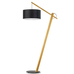 TORINO lampa podłogowa czarny abażur drewno