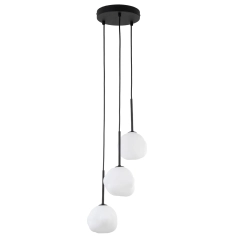 Lampa wisząca MISTY 3 czarna, białe klosze