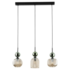 Lampa wisząca na listwie SOPHIA 3 COGNAC zielona