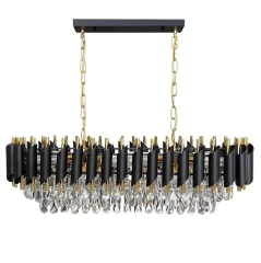 Lampa sufitowa, wisząca CRISTAL 10xE14 czarna, złota