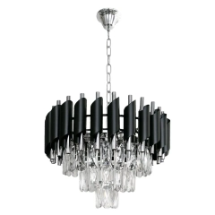 Lampa sufitowa, wisząca CRISTAL 5xE14 czarna, chrom