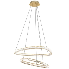 Lampa sufitowa wisząca podwójna LED ATHESA kryształowa złota